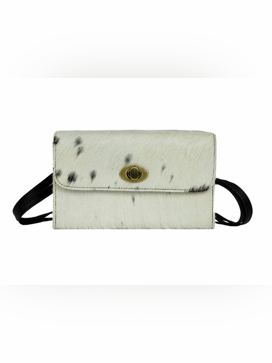 Handbags - Western Bag White Haircalf Clutch with Turnlock Closure